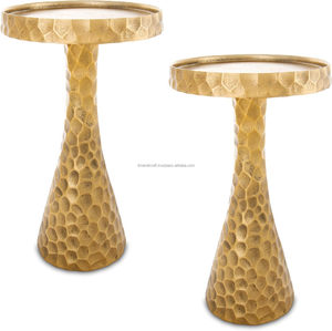 Knockdown toptan Vintage stil bronz Accent yan masa küçük zarif kaide sehpa küçük alanlar için oturma odası için