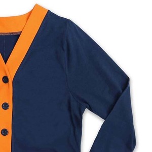 Cárdigans Azul Marino con Cuello en V y Ribete Naranja, Manga Larga, para Otoño e Invierno, Suéteres para Hermandades y Fraternidades - Product Image 5
