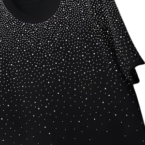 Heavyweight Distressed <b>Rhinestone</b> T Shirt Men Streetwear Graphic style Cotton Fashion Oversized Casual <b>Top</b> - Product Image 3