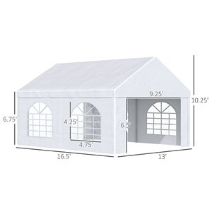 Carpa Blanca para Fiestas de 16 Pies x 13 Pies con Puertas Dobles, Cuatro Ventanas Laterales para Bodas, Estructura de Acero para Fiestas y Eventos - Product Image 3