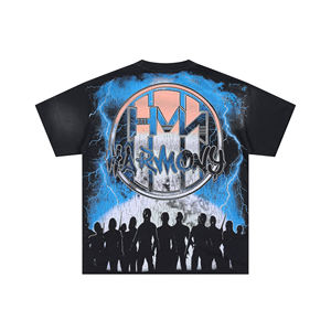 Nouveau T-shirt Homme HARMONY à Manches Courtes, Style Hip-Hop Urbain de Los Angeles, Design Uni Oversize, Style Sombre avec Strass - Product Image 2