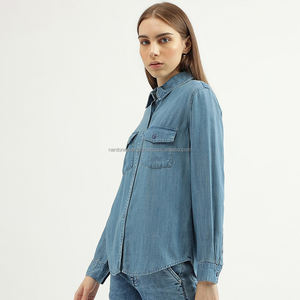Nardon Apparel Custom Medium Long Shirt Femme 2025 Printemps New Loose European Style Long Sleeves Denim Shirts Autumn - Product Image 4
