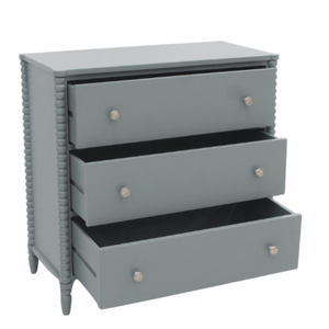 Cómoda de 3 Cajones Mebel International BLC21-G Colección Bobby con Acabado Gris y Madera Maciza de Mindi para Dormitorio Moderno - Product Image 4