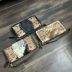 Pochette en cuir véritable usinée à la main pour femmes, longue et mince, vintage, couleur unie, avec boucle en cuir de vachette, porte-cartes Portefeuille 2025 - Product Image 5