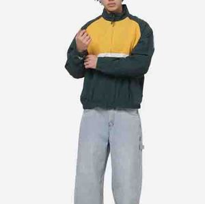 Men's Color Blocking Racer Jacket <b>Fleece</b> <b>Zipper</b> Stand Collar Casual Autumn Wear Polyester Windproof Loose Jacket For Men - Product Image 1