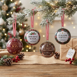 Christmas Ball Aluminium Tin <b>Box</b> | Round <b>Metal</b> Ornament Tin | Eco-Friendly Food-Safe Packaging with Custom Printing Gift Brands - Product Image 2
