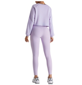 Women's High Quality Cotton Yoga <b>Top</b> 2025 Cropped Sweatshirt with Long Sleeves Hooded Neck Comfortable Knitted Hoodies <b>Winter</b> - Product Image 6