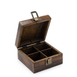Caja de Almacenamiento de Especias de Madera de Teca Rústica Hecha a Mano de la Mejor Calidad con Contenedor Resistente a la Humedad para Especias, Hierbas y Bolsitas de Té - Product Image 1