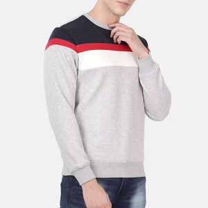 Sweat-shirt à col rond pour homme, rayures noires, grises et blanches, manches longues, coton plus doux, pull décontracté, vêtements de sport urbains, vente en gros - Product Image 2