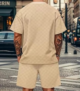 Ensemble T-shirt et short pour homme, respirant, léger, durable, écologique, motif 3D, streetwear, usage extérieur, design personnalisé, 100% coton - Product Image 5