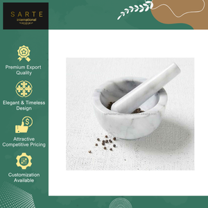 Suministro al por mayor de especias y hierbas ecológicas, juego de mortero y pilón de mármol artesanal de alta calidad, a prueba de fugas y apto para lavavajillas. - Product Image 4