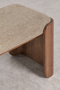 Banco de Madera Moderno con Cojín de Tela de 120 cm, Muebles para Sala de Estar, Diseño Minimalista, Taburete Otomano para el Hogar - Product Image 4