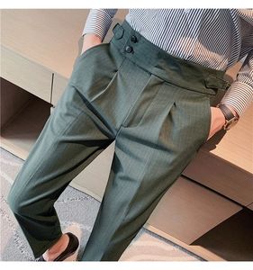 Pantalon de Costume Homme Slim Taille Haute Rayé Style Britannique pour Affaires, Soirées, Mariages et Cérémonies – Collection Automne - Product Image 3