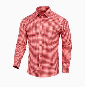 <b>Men</b>’s <b>Red</b> Bavarian Traditional Cotton Oktoberfest Trachten <b>Shirt</b> Long Sleeve S to 4XL - Product Image 1