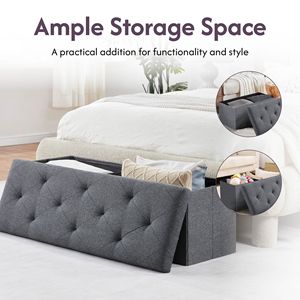 Banco Otomano Plegable de 43 Pulgadas con Almacenamiento para Sala de Estar y Dormitorio, Reposapiés y Banco de Pie de Cama con Baúl de Almacenamiento - Product Image 2