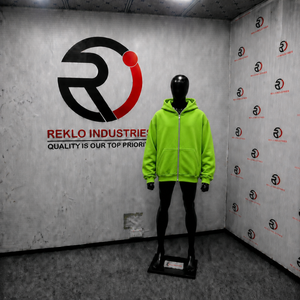 Sudadera con capucha premium verde lima extragrande con cremallera completa, unisex, estilo urbano, holgada, con cremallera completa, logotipo personalizado, venta al por mayor - Product Image 3