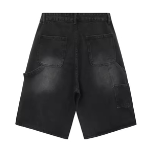 <b>Men's</b> High Waist Cargo Denim <b>Shorts</b> Stonewashed Loose Fit Solid Color Cotton Woven Summer Casual With Pockets - Product Image 4