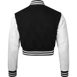 Blouson universitaire réversible pour femme, long, en jean, col montant, motif uni, imprimé premium - Product Image 3