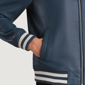 Men's PU <b>Leather</b> Bomber <b>Jacket</b> Turn-down Collar Solid Color Zipper Closure Casual Autumn Wear Regular Fit - Product Image 3