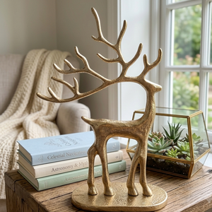 Figurine de cerf en métal doré moderne - Sculpture décorative de renne pour la maison, la table et la décoration festive - Product Image 4
