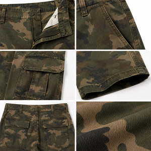 Pantalon cargo camouflage en coton pour femme, taille mi-haute, coupe droite ample, multi-poches, style streetwear décontracté, OEM - Product Image 4