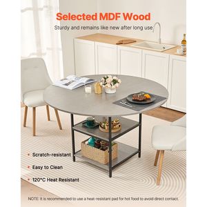 Tavolo da Pranzo Rotondo Moderno in Legno da 47 Pollici per 4-6 Persone, Arredamento per il Tempo Libero con Ripiano Portaoggetti - Product Image 5