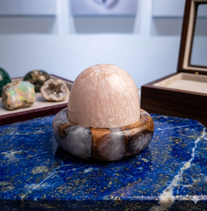 Porta Incienso de Ópalo Blanco con Base de Madera, Difusor de Aromaterapia, Cuenco Decorativo para Incienso para el Hogar y la Oficina - Product Image 1