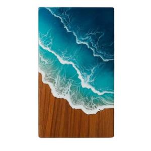 Urna Funeraria de Palisandro con Diseño de Resina Ola Oceánica, Recuerdo Conmemorativo - Product Image 1