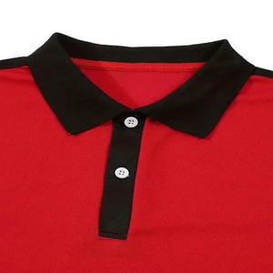 Polo Rojo Antiarrugas para Hombre, Bordado, Manga Corta, Color Sólido, Tejido de Poliéster, Botones, Estilo Casual - Product Image 5