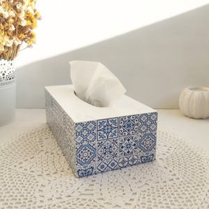 Caja de pañuelos de madera con estampado náutico, caja de pañuelos de madera con estampado costero para decoración de casas de playa, caja de accesorios al por mayor - Product Image 3
