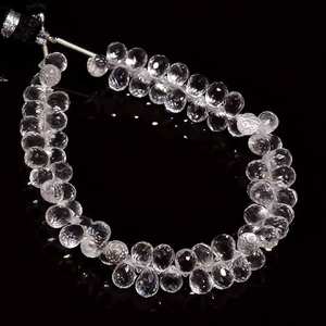 Cuentas de cuarzo natural facetadas en forma de lágrima, hebras de piedras preciosas de 4x6 mm, cuentas de cuarzo sueltas para la fabricación de joyería, precio al por mayor. - Product Image 5