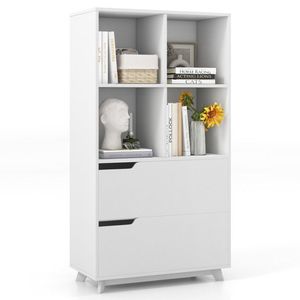 4 Tier <b>Open</b> Bookcase with 2 Drawers and 4 <b>Storage</b> Cubes - Product Image 1