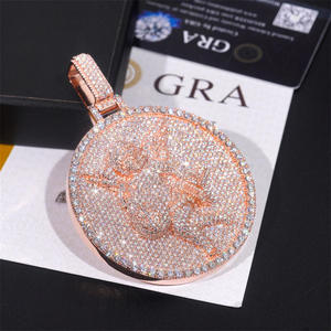 Colgante de disco de plata 925 con moissanita, diseño de ángel hip hop, personalizado de fábrica, superventas, certificado por terceros, unisex, para fiesta - Product Image 3