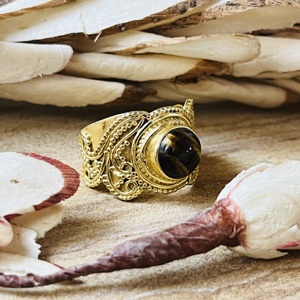 Unique Design Vintage <b>Tiger</b> <b>Eye</b> <b>Ring</b> 18k Gold Plated Ethnic Tribal Statement Design Boho Fashion Brass <b>Ring</b> Wholesale Women <b>Ring</b> - Product Image 3