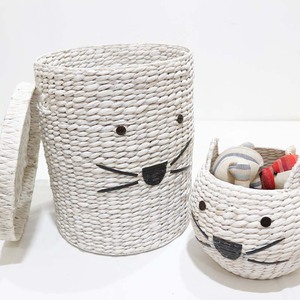 Natural Water Hyacinth Animal Shaped Storage Basket Woven <b>Organizer</b> Bin with Lid for Home Nursery <b>Toy</b> Closet - Product Image 1