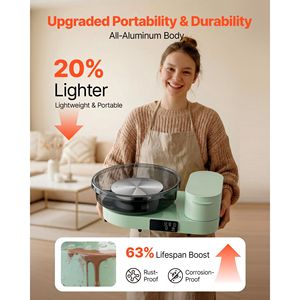 Tornio per Ceramica Elettrico da Tavolo 14" 11" per Adulti, 450W, con Pedale, Velocità Regolabile 30-300 RPM - Product Image 3
