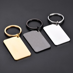 Personalized Stainless Steel <b>Blank</b> Rectangle Tag Keychain Charm Pendants for Necklaces Custom logo DIY Key <b>Ring</b> - Product Image 3