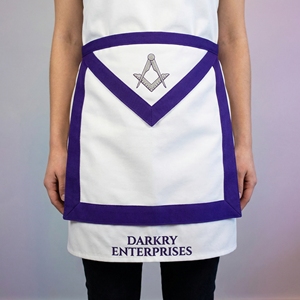 Custom Master Mason <b>Apron</b> Premium <b>White</b> Lambskin Leather Blue Velvet Border Gold Bullion Wire Hand Embroidery Masonic Regalia - Product Image 2
