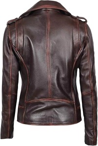 Wholesale New Design <b>Lightweight</b> Genuine Leather <b>Jackets</b> For <b>Women's</b> Solid Brown Color Winter High Quality <b>Women</b> Leather <b>Jacket</b> - Product Image 3