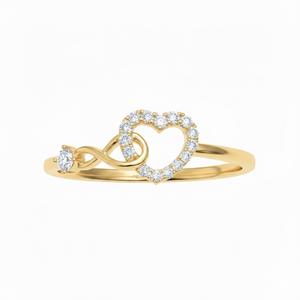 Anillo de Diamantes Infinito con Corazón de Diamante Cultivado en Laboratorio de Oro Sólido de 14K, Regalo para Novia, Anillo de Promesa de Amor con Corazón Abierto, Regalo de Aniversario - Product Image 1