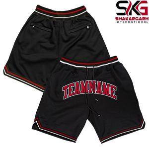 Custom Front Printed Embroidered Basketball <b>Shorts</b> <b>with</b> Mesh Zipper <b>Pockets</b> Elastic Waist Teamwear for Unisex Adults - Product Image 1