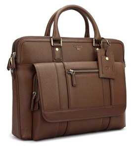 Maletín de Negocios de Cuero Genuino para Hombre, Estilo Vintage, con Textura Granulada, para Portátil, Maletín de Viaje, Mensajero, Personalizado OEM, Venta al Por Mayor - Product Image 1