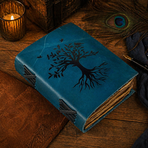 Diario de Tapa Dura con Grabado del Árbol de la Vida Celta en Cuero Vintage, Cuaderno de Bocetos, 100 Hojas, Borde de Papel Hecho a Mano, Libre de Madera - Product Image 1