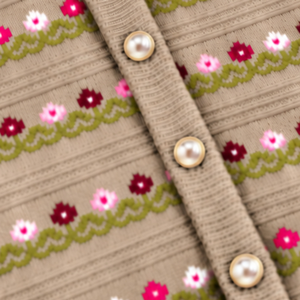 Cárdigan Casual de Mujer con Cuello Redondo, Tejido de Punto, Manga Larga, Botones Delanteros, Color Beige, Algodón Suave, Venta al Por Mayor - Product Image 6