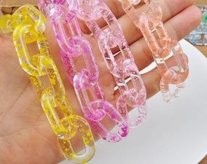 Cadena de eslabones de resina para decoración de pared, cadena transparente con cierre abierto, joyería de acrílico, cadena cubana de plástico para decoración, por MULTI CRAFT - Product Image 2