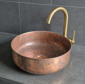 Fregadero de cocina de cobre metálico vintage hecho a mano para ideas de decoración del hogar, con artesanía metálica duradera, ideal para interiores de lujo. - Product Image 2