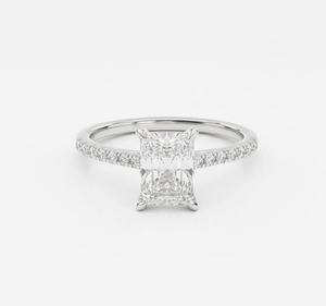 Bague de fiançailles en diamant taille radiant 1 carat, or rose, pavé de pierres latérales, certifiée GIA, bijoux classiques pour femmes - Product Image 2