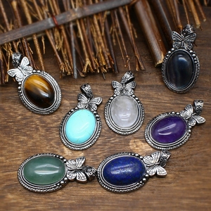 Colgante de Mariposa Vintage con Gema Ovalada, Chapado en Rodio, Joyería de Lujo de Tungsteno para Bodas y Fiestas, Hecho a Mano, Venta al por Mayor - Product Image 1