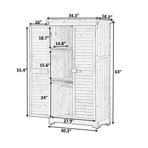 3-Tier Fir Wood Garden Shed Patio Storage <b>Cabinet</b> with <b>Lockers</b> Outdoor Organizer Design - Product Image 6