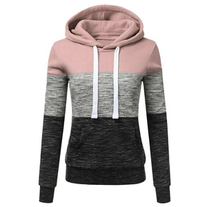 Sudadera con Capucha para Mujer, Diseño Color Block, Manga Larga, Mezcla de Algodón Tejido, con Bolsillos, para Otoño - Product Image 4